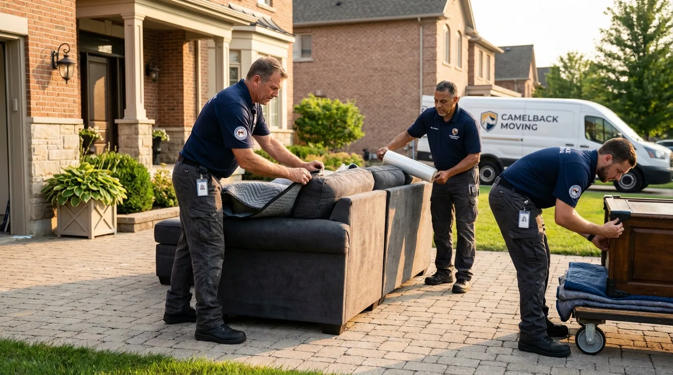 Large estate moving crew wrapping furniture in Oneida, TN